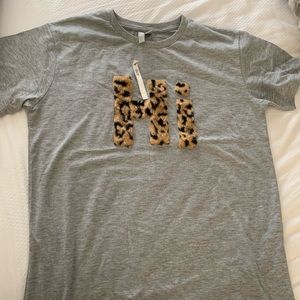 Grey asos tshirt cheetah fur HI